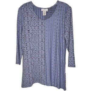 Magellan's Comfy Travel Tunic 3/4 Sleeves - Lavender-Blue/Black - M